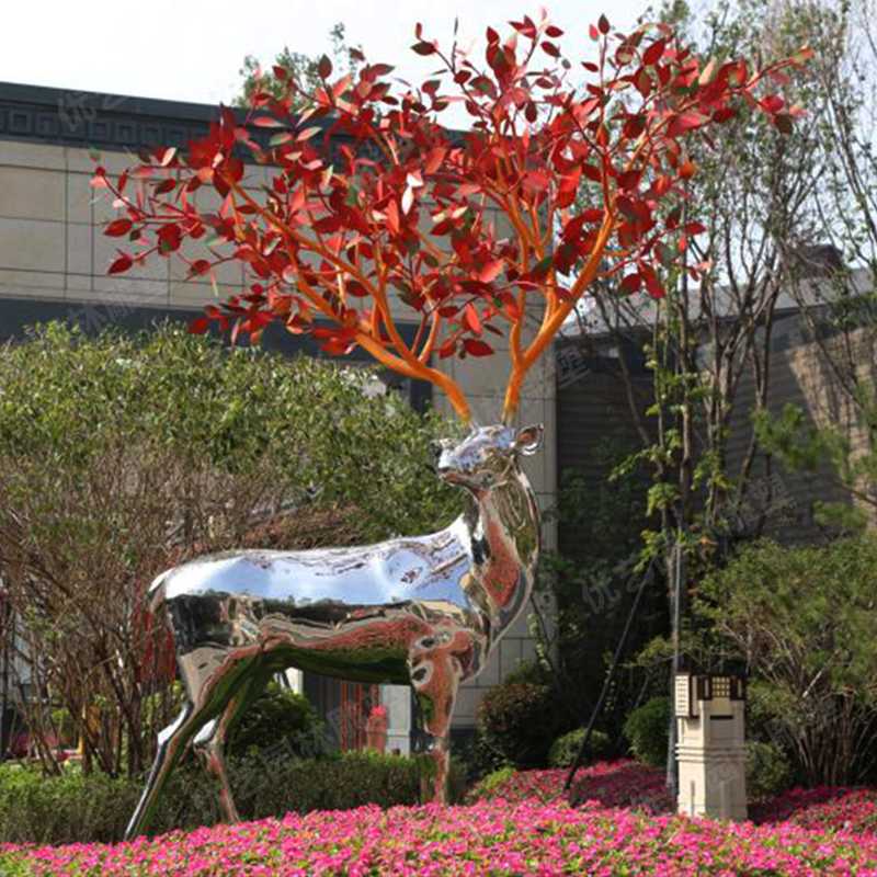 不銹鋼鹿，不銹鋼雕塑，不銹鋼鹿定制