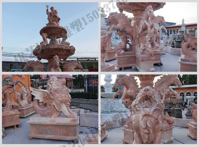 大理石景觀噴泉，石雕噴泉廠家，歐式人物動物噴泉