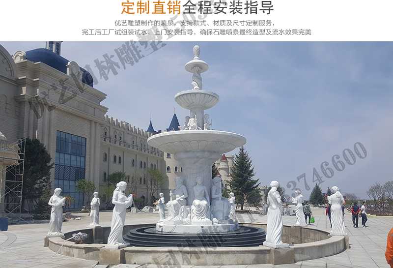 大理石景觀噴泉安裝，如何安裝大型景觀噴泉，定制石雕噴泉工廠