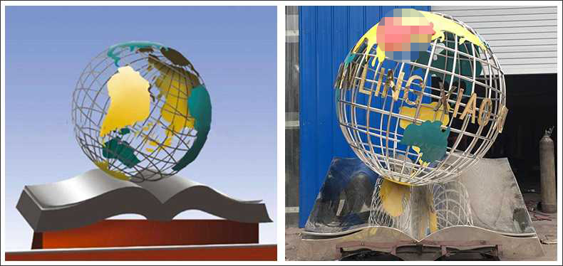 不銹鋼地球，景觀地球雕塑，學(xué)校地球儀擺件