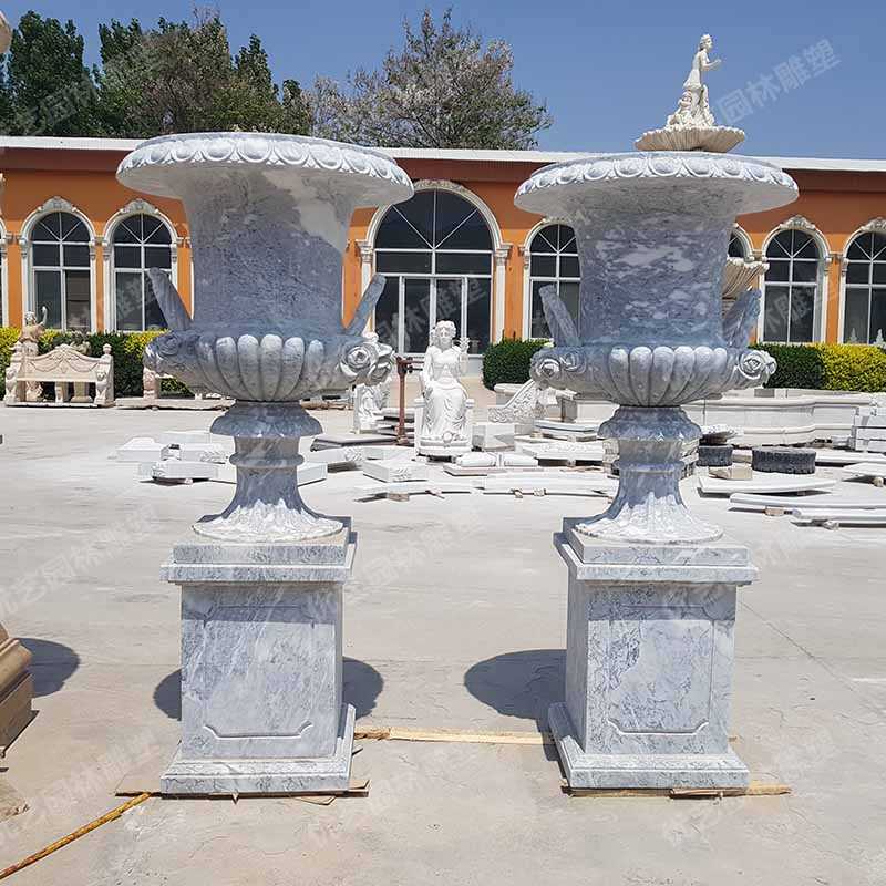 石雕花盆，大理石花盆